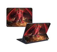 MightySkins - Skin de fibra de carbono para Apple iPad Pro Smart Keyboard de 12,9 pulgadas (2018), diseo de dragn enojado, acabado protector de