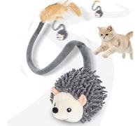 Migipaws Juguete interactivo de erizo para gatos, giro y giro de 360° con cola de felpa suave para gatos de interior, sensor de movimiento inteligente, chirrido realista, juguete de peluche recargable