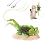 Migipaws Juguetes interactivos para gatos, juguete de lagarto de cola que se mueve con hierba gatera, juguete de gatito activado por tacto, juguete silencioso recargable para gatos de interior