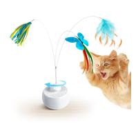 Migipaws Juguetes interactivos para gatos, mariposa y plumas, bola giratoria automática para gatos aburridos de interior, sensor táctil inteligente de auto juego, 3 reemplazos
