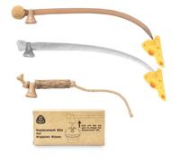 Migipaws Paquete de 3 colas de repuesto para gatos, accesorios interactivos de juguetes para gatos con plástico elástico, tela suave y colas de cuerda plateada, juguete compatible con MigiMouse para