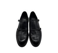 MIGLIORE - Zapato de Doble Hebilla, en Ternero Negro Brillante, Talla 40-45