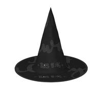 Migpkd Be Joyful - Sombrero de bruja de caligrafía para Halloween, para mujeres y hombres, accesorios de cosplay para fiesta de disfraces, sombrero de mago