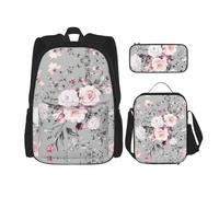 Migpkd Bolsa escolar con diseño de flores y plantas, estuche para el almuerzo, mochila para niños, mochila escolar