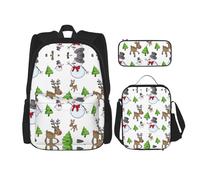 Migpkd Bolsa escolar con texto en inglés "Happy Christmas", estuche para el almuerzo, mochila para niños, mochila escolar