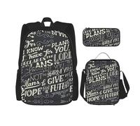Migpkd Bolsa escolar con texto en inglés "I Know The Plans Have You Declares Lord", estuche para lápices, bolsa de almuerzo para niños, mochila escolar