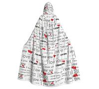 Migpkd Capa larga con capucha "I Love You Words With Hearts" para adultos, disfraz unisex para Halloween