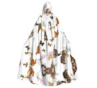 Migpkd Capa larga con capucha para adultos, diseño de gatito, mariposa, para Halloween, disfraz unisex