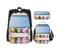 Migpkd Chairs Beside The Blue Sea Sky - Bolsa escolar para lápices, bolsa de almuerzo para niños, mochila escolar