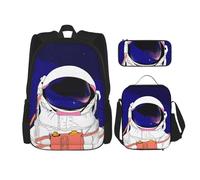 Migpkd Cool Man in Outer Space - Mochila escolar con diseño de galaxia, estuche para lápices, bolsa de almuerzo para niños, mochila escolar