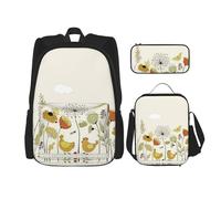 Migpkd Hen Flying Butterflies Among Flowers - Bolsa escolar para lápices, bolsa de almuerzo para niños, mochila escolar