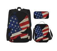 Migpkd Mochila escolar con diseño de águila americana y bandera