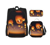 Migpkd Mochila escolar con diseño de linternas voladoras chinas, estuche para el almuerzo, mochila para niños, mochila escolar