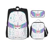 Migpkd Purple Wings - Bolsa escolar para lápices, bolsa de almuerzo, mochila para niños, mochila escolar