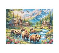 Migración de Elefantes Puzzle 500 Piezas Hogar Decoración Elegante Rompecabezas para Hombres Y Mujeres 3D DIY Creativo Aliviar Estrés Desafío Intelectual 500 PCS