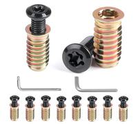 MIGUBIGU 10 Pares Tornillos de Cabeza Plana M8*25mm con Inserto Roscado M8*25mm, Inserto Roscado Hexagonal con 2 Llaves, Tornillos Torx Coche Negro para Muebles de Madera, Mesas y Sillas.