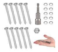 MIGUBIGU 10 PCS Tornillos para Madera Hexagonales Inox M8*80 mm,Tornillo Tirafondo con Arandelas y Casquillo Hexagonal, Tirafondos Cabeza Hexagonal para Sujetar Madera