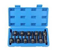 MIGUBIGU 10 Piezas Juego de Llaves de Vaso Torx 1/2'' T20 T25 T30 T40 T45 T50 T55 T60 T70 T80, Maletin Puntas Torx 1/2 con Caja, para Coche, Reparación del Motor con Caja Azul