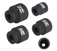 MIGUBIGU 4 Piezas 1/2 Juego de Llave de Vaso, 36 32 30 24mm 12 Puntas, Llaves de Vaso Impacto Hexagonal, Llaves de Vaso de Doce Caras, Juego de Tuercas Multidientes de Acero al Cromo Vanadio