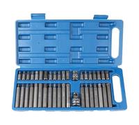 MIGUBIGU 40 PCS Puntas Atornillador Hexagonales 1/2", 3/8", Kit Puntas Torx, Juegos de Vasos para Llaves T20-T55 M5-M12 H4-H12 para Reparación de Automóviles Incluyen Hex, Torx y Spline Puntas