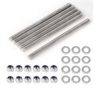 MIGUBIGU 6 Piezas Varilla Roscada M6 x 100 mm de Acero Inoxidable, Varillas Roscadas con 12 Tuerca Hexagonal M6 y Arandelas, DIN 975, Varilla Roscada Para Montaje de Muebles y Producción Industrial