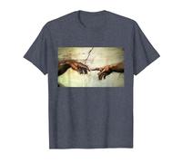 Miguel Ángel - Creación de Adán - Arte Vintage Camiseta, Hombre, Azul Jaspeado, 6XL