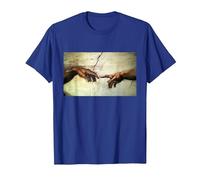 Miguel Ángel - Creación de Adán - Arte Vintage Camiseta, Hombre, Azul Real, M
