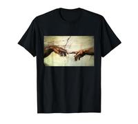Miguel Ángel - Creación de Adán - Arte Vintage Camiseta, Hombre, Negro, M