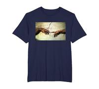 Miguel Ángel - Creación de Adán - Arte Vintage Camiseta, Hombre Tallas Grandes, Azul Marino, 4X Alto