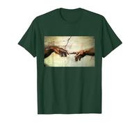 Miguel Ángel - Creación de Adán - Arte Vintage Camiseta, Hombre, Verde Bosque, 3XL