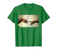 Miguel Ángel - Creación de Adán - Arte Vintage Camiseta, Hombre, Verde Kelly, L