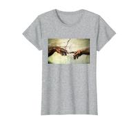 Miguel Ángel - Creación de Adán - Arte Vintage Camiseta, Mujer, Gris Jaspeado, 3XL