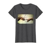Miguel Ángel - Creación de Adán - Arte Vintage Camiseta, Mujer, Jaspeado Oscuro, XXL