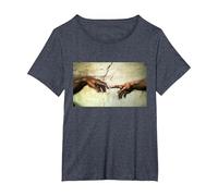 Miguel Ángel - Creación de Adán - Arte Vintage Camiseta, Mujer Tallas Grandes, Azul Jaspeado, 5XL Grande