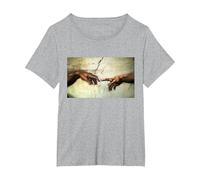 Miguel Ángel - Creación de Adán - Arte Vintage Camiseta, Mujer Tallas Grandes, Gris Jaspeado, 5XL Grande