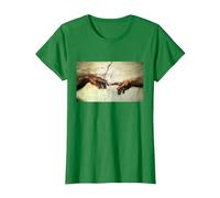 Miguel Ángel - Creación de Adán - Arte Vintage Camiseta, Mujer, Verde Kelly, M