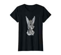 Miguel Arcángel, Ángel del Cristianismo Camiseta gráfica económica, Mujer, Negro, XS