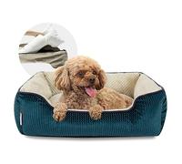 Miguel Cama para Perros Mediana y Pequeña con Funda Lavable y Extraíble - Cama Rectangular para Mascotas para Gatos de Interior con Pared Lateral de Apoyo y Fondo Antideslizante, Azul 64CM
