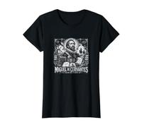 Miguel De Cervantes Sueños Inclinados A Gigantes Camiseta gráfica económica, Mujer, Negro, S