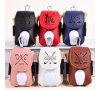 Miguha Bolsa de cuero personalizada for pelotas de golf, mini riñonera portátil personalizada for guardar pelotas de golf, soporte for tees, accesorios de regalo for golfistas(Blue)