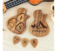 Miguha Estuche y púas de guitarra personalizados, caja organizadora de madera personalizada for guardar púas de guitarra, superficie lisa, fácil de abrir, regalo for familiares y amigos.