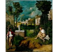 MiguOo Cuadro Sobre Lienzo Lienzo De Arte Pintura al óleo la tempestad de giorgione para decoración de pared 60x90cm