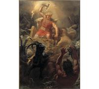 MIGUOO Impresiones En Lienzo Arte Arte Lienzo Pintura famosa La lucha de Thor con los gigantes de Mårten Eskil Winge para sala de estar 60x90cm