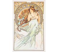 MiguOo Impresiones En Lienzo Arte Arte Lienzo Pintura Famosa la Música de las Artes de Alphonse Maria Mucha para Sala de Estar 60x90cm