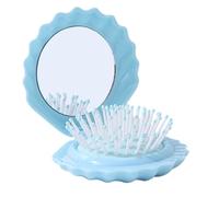 Mihauuke Cepillo de Pelo Compacta - Cepillo De Bolsillo En Forma De Concha,Peine Masajeador Cabelludo Espejo Maquillaje Mujeres Niñas Uso Diario Casa Baño Piscina Playa Auto Gimnasio