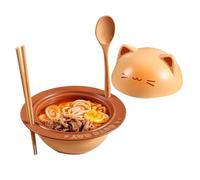 Mihauuke Cuenco Sopa,Cuenco Grande Para Ramen Con Diseño De Gatos | Vajilla Con Cucharas Palillos Para Ensalada Avena Cereal Desayuno Comedor Oficina