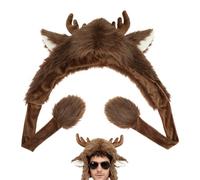 Mihauuke Gorro De Navidad - Gorro Navideño De Peluche Con Orejeras,Gorros Divertidos Con Capucha De Tema Animal | Para Fiesta De Cosplay, Esquí Al Aire Libre, Viajes, Ciclismo, Patinaje, Senderismo,