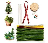 Mihawk Kit artesanal para hacer un árbol de Navidad con cepillos de pipa, compuesto por un tronco de árbol de Navidad, adornos para el árbol y 60 tallos de chenilla en cuatro colores.
