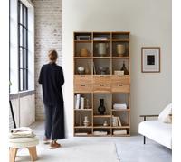 Miho - Biblioteca alta de teca maciza H 220 x B 120 x T 40 cm