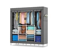 Mihoho Armario portátil de 170 cm para Colgar Ropa, Organizador de Ropa de Metal, Armario Independiente con Funda de Tela Oxford Negra, 165 cm x 170 cm x 45 cm (Gris, Extra Grande)